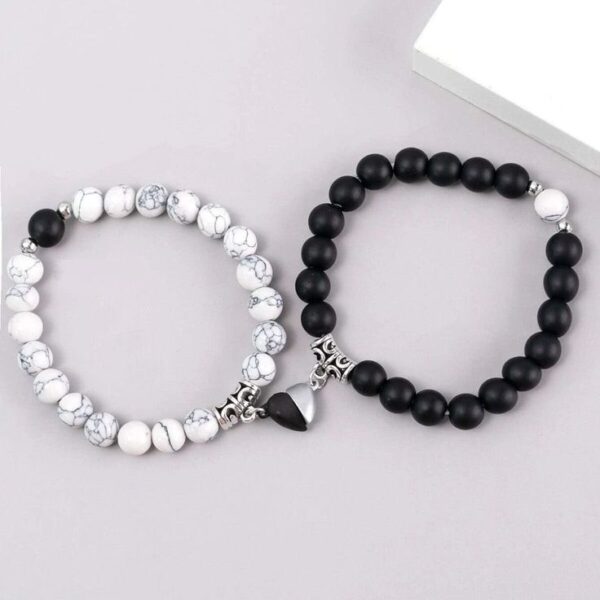 Magnetic Couple Bracelet (2 pcs)  Only Bracelet – White and Black