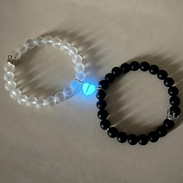 2pcs Glow Heart Couple Bracelet (Radium) – Light & Dark Edition
