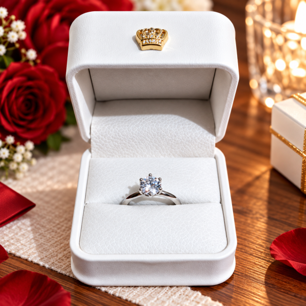 Elegant Solitaire Crown Ring Type A – Premium Sparkling Engagement Ring